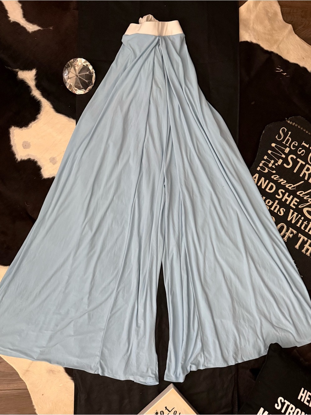 Fashion Nova Light Blue Florenza Wide-Leg Jumpsuit